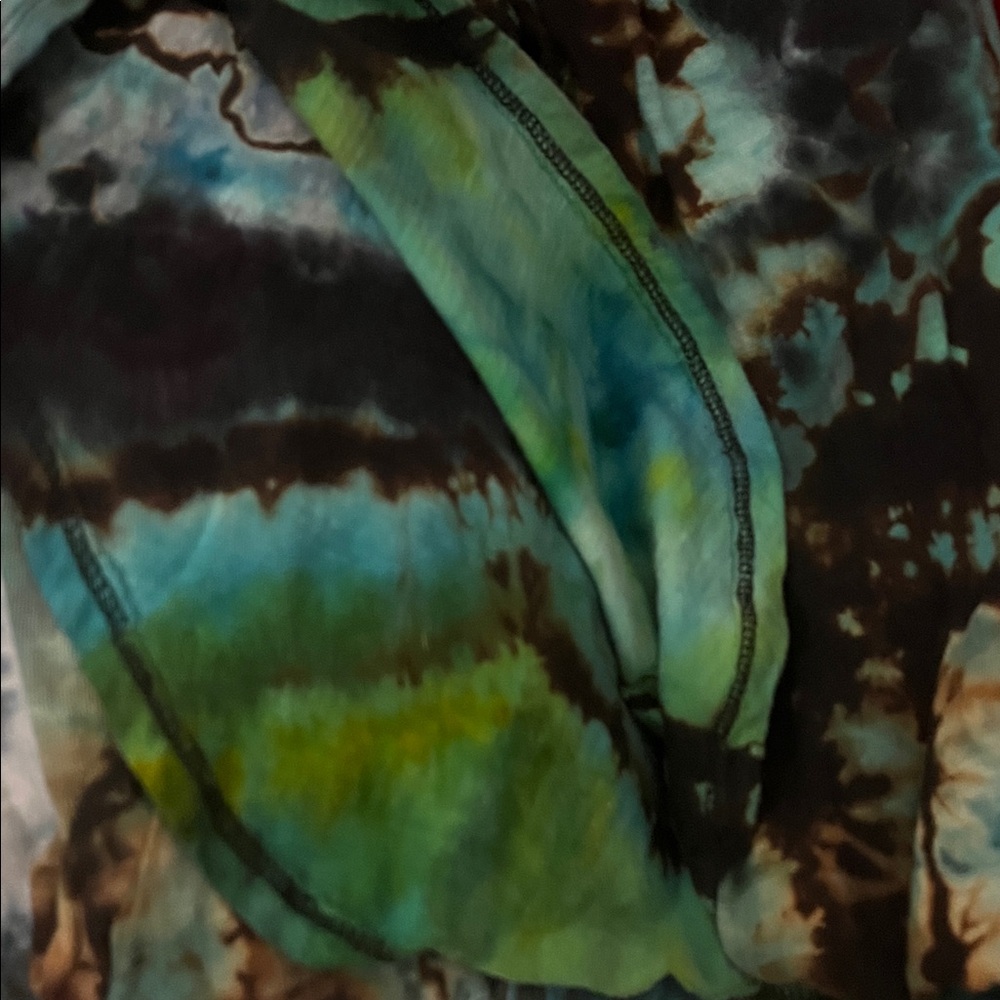 Hand dyed.  Tie-Dye Sleeveless Dress in Teal and Black - Picture 3 of 3